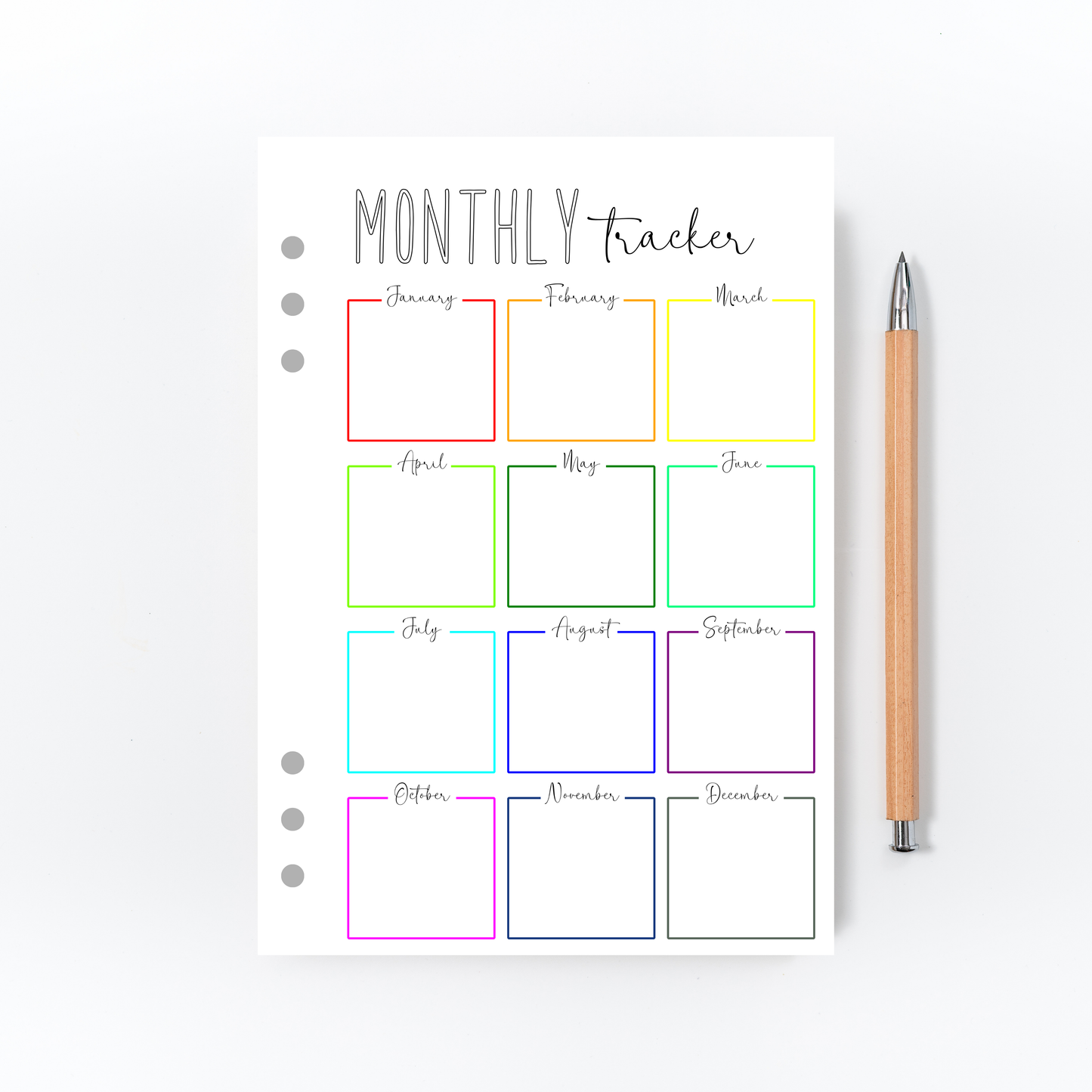 Monthly Plans Tracker Page for Bullet Journal