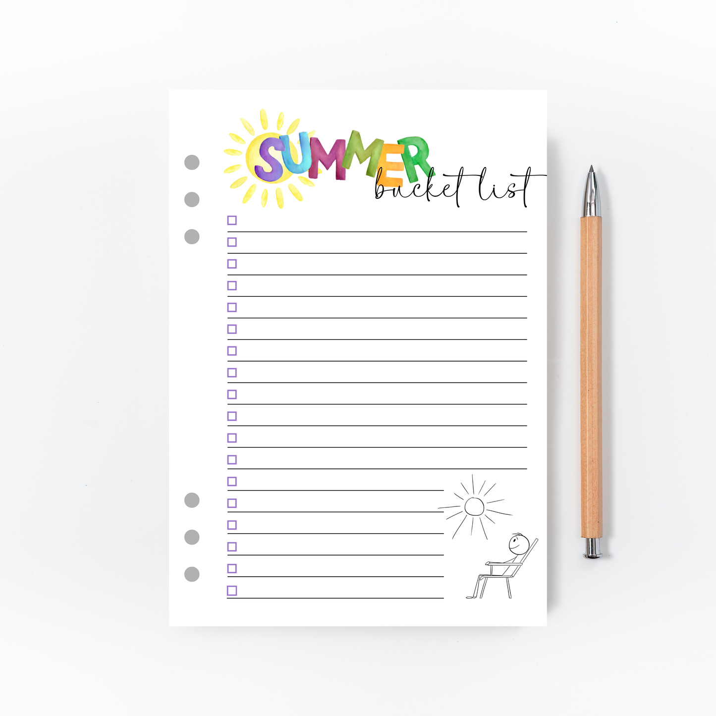 Summer Bucket List Page for Bullet Journal