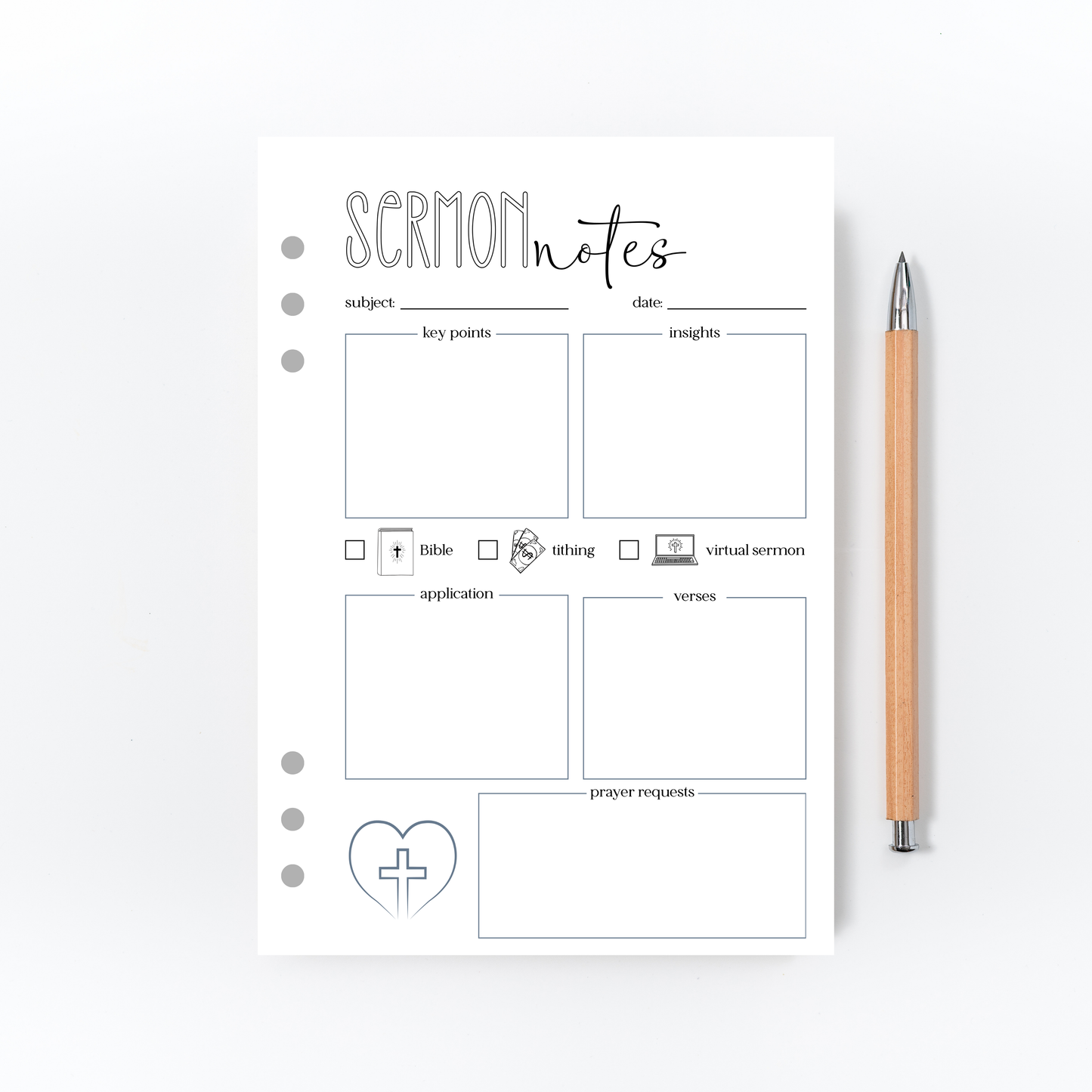 Sermon Notes Page for Bullet Journal