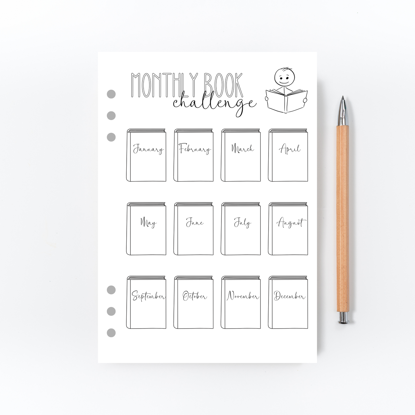 Monthly Book Challenge Page for Bullet Journal