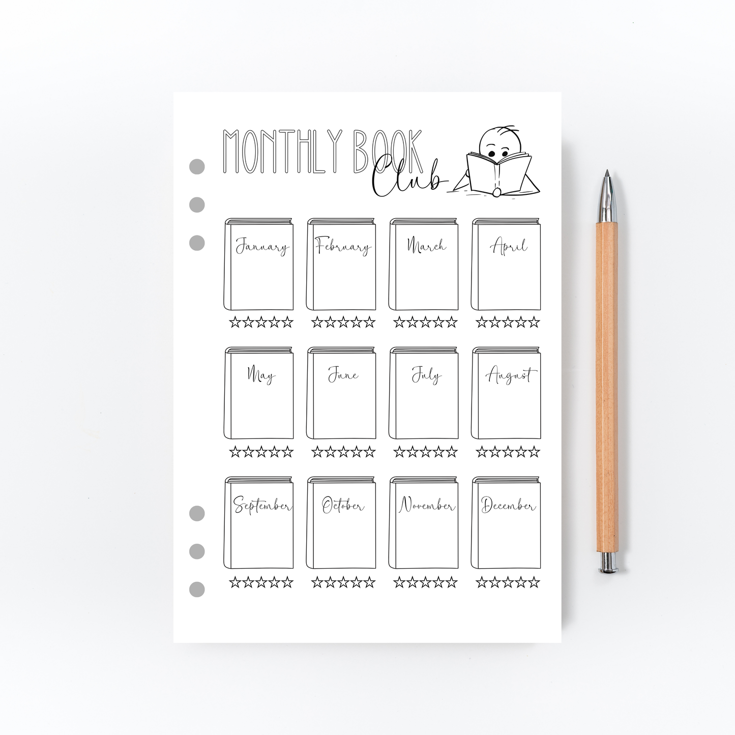 Monthly Book Club Tracker Page for Bullet Journal