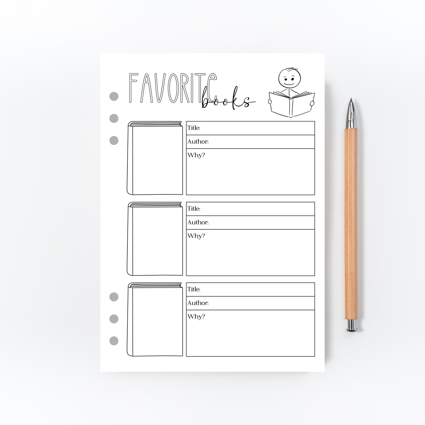 Favorite Books Page for Bullet Journal