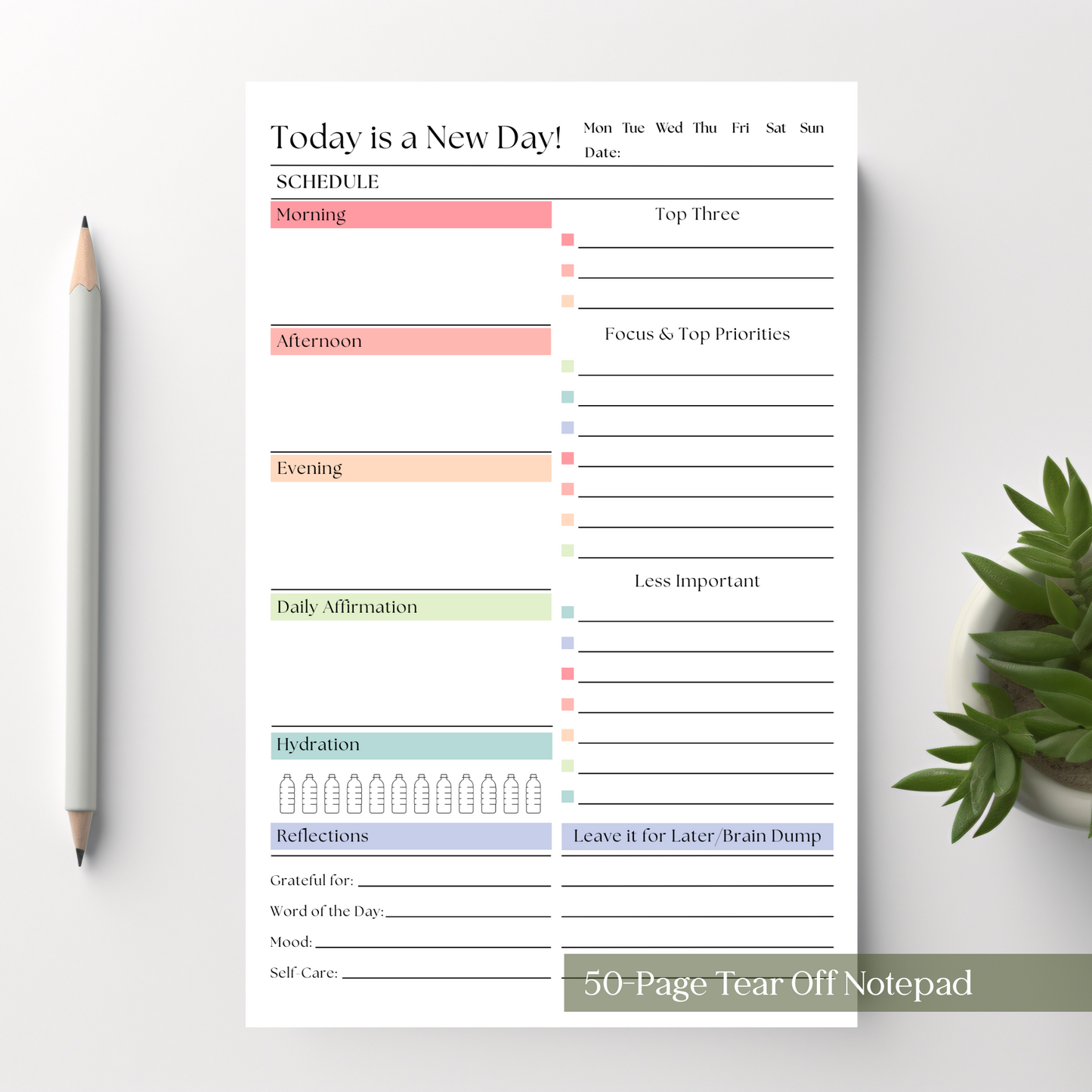 Daily Productivity Planner Notepad