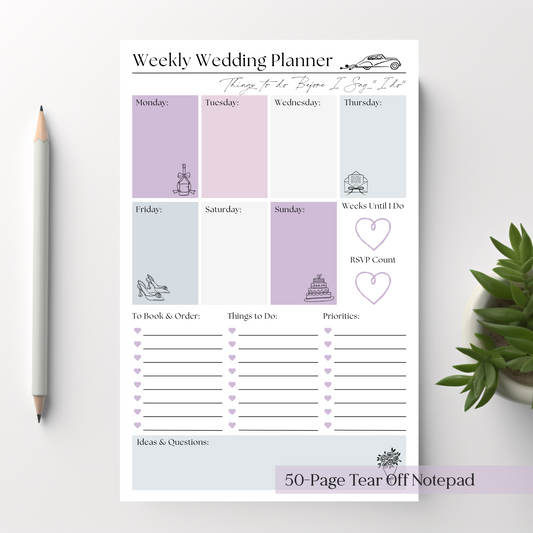 Weekly Wedding Planner Notepad