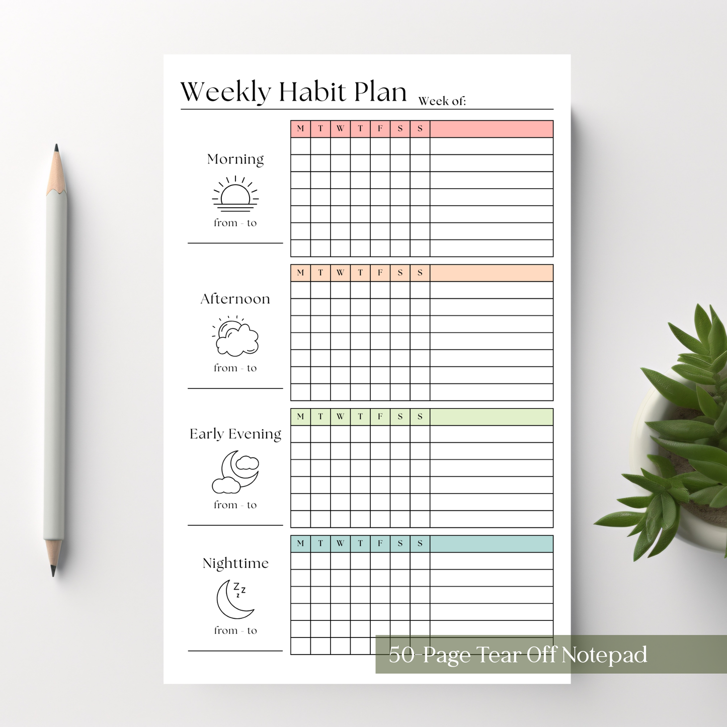 Weekly Habit Tracker Notepad