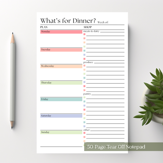 Weekly Meal Planner Notepad