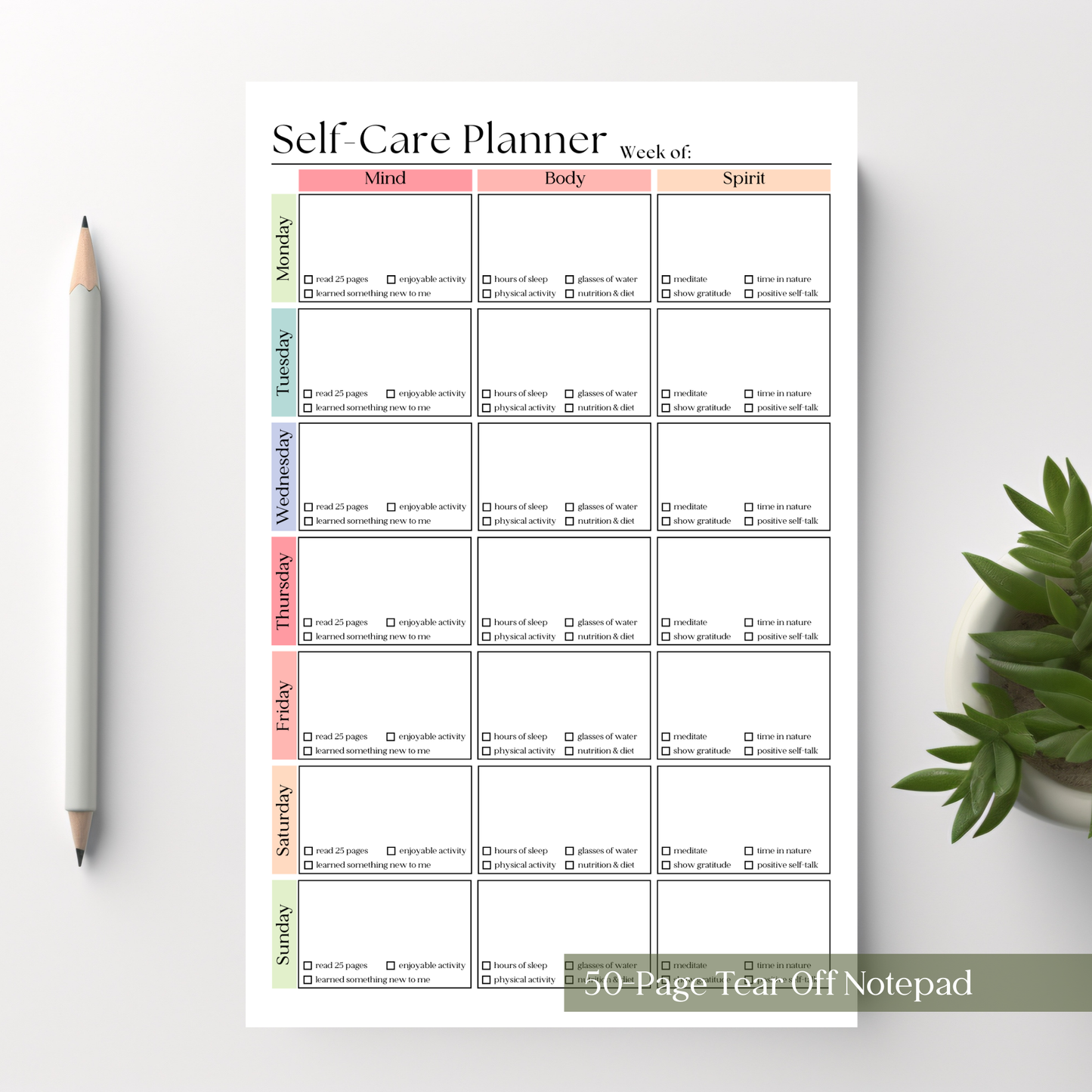 Self-Care Planner Notepad