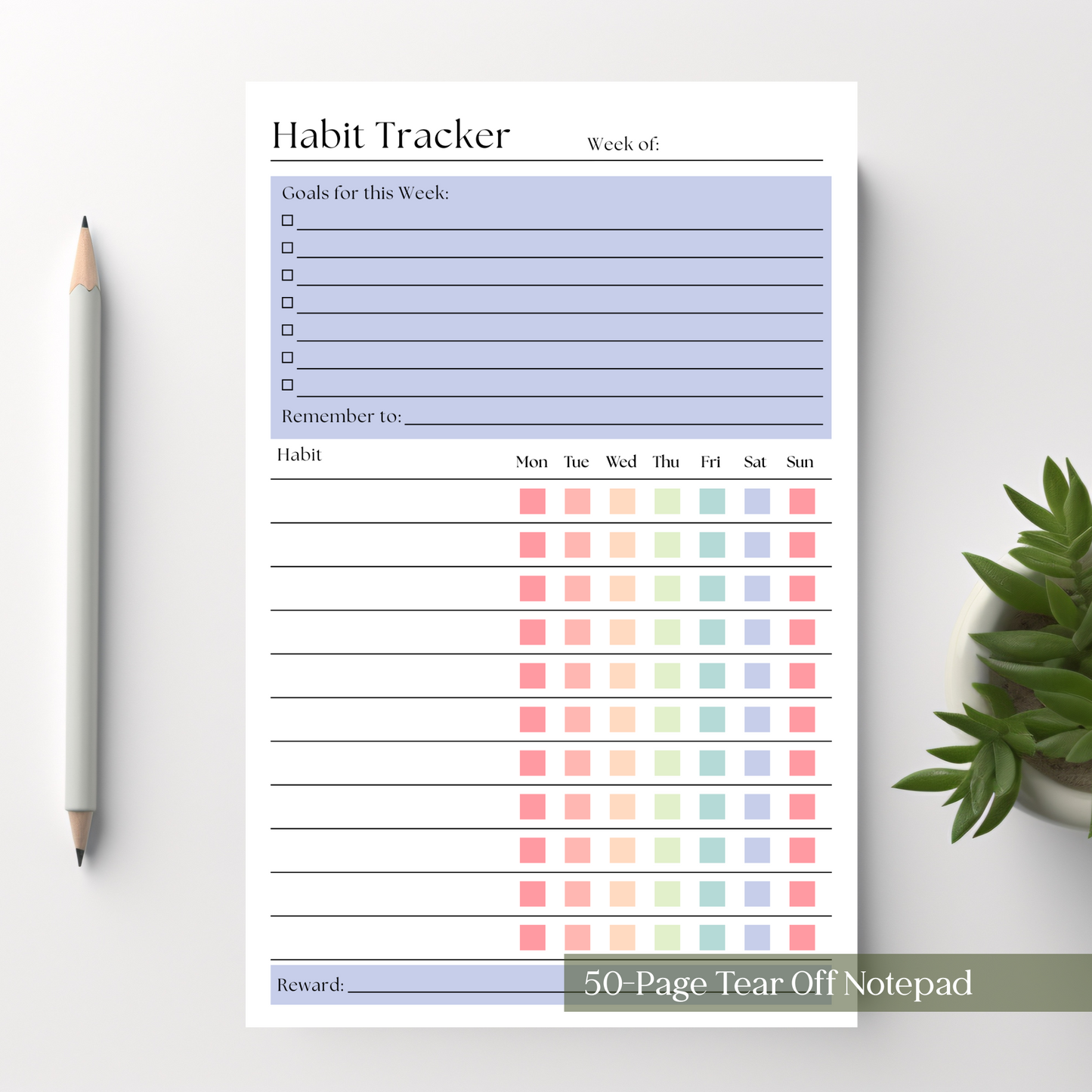Weekly Habit Tracker Notepad