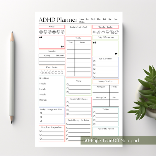 ADHD Productivity Planner Notepad