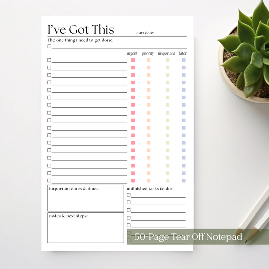 I've Got This! To Do List Notepad