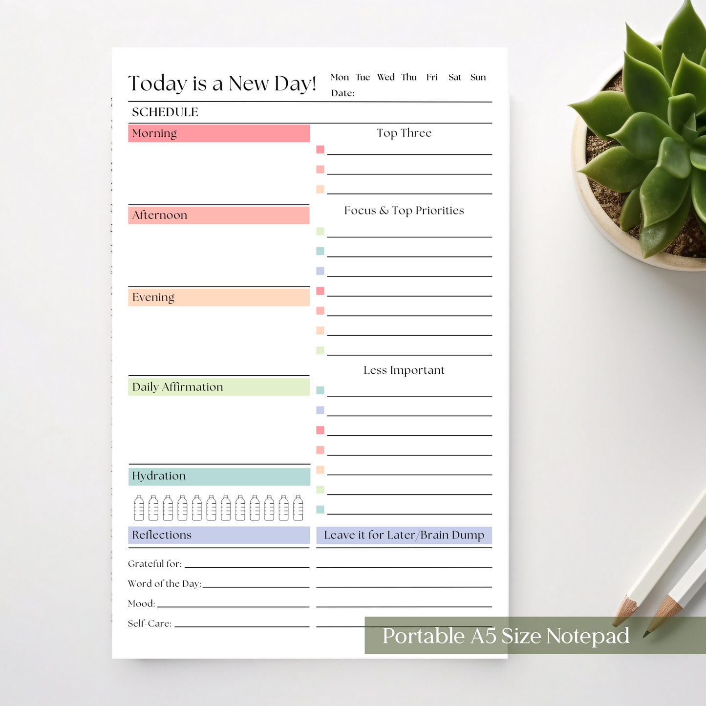 Daily Productivity Planner Notepad