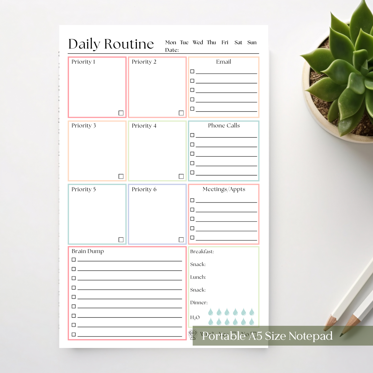 Daily Routine Planner Notepad