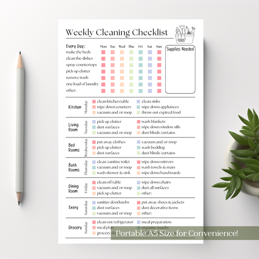 Weekly Cleaning Checklist Notepad