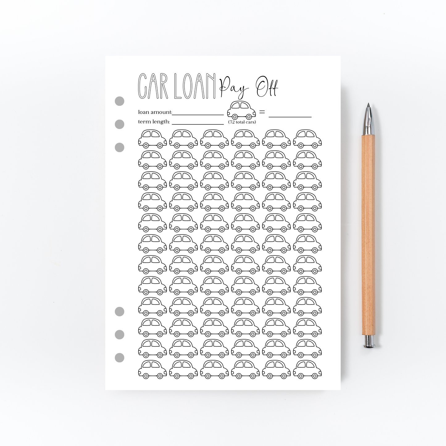 Car Loan Pay Off Tracker for Bullet Journal