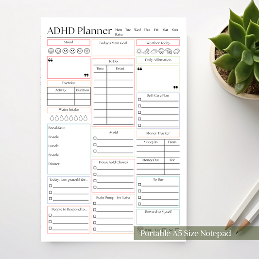 ADHD Productivity Planner Notepad