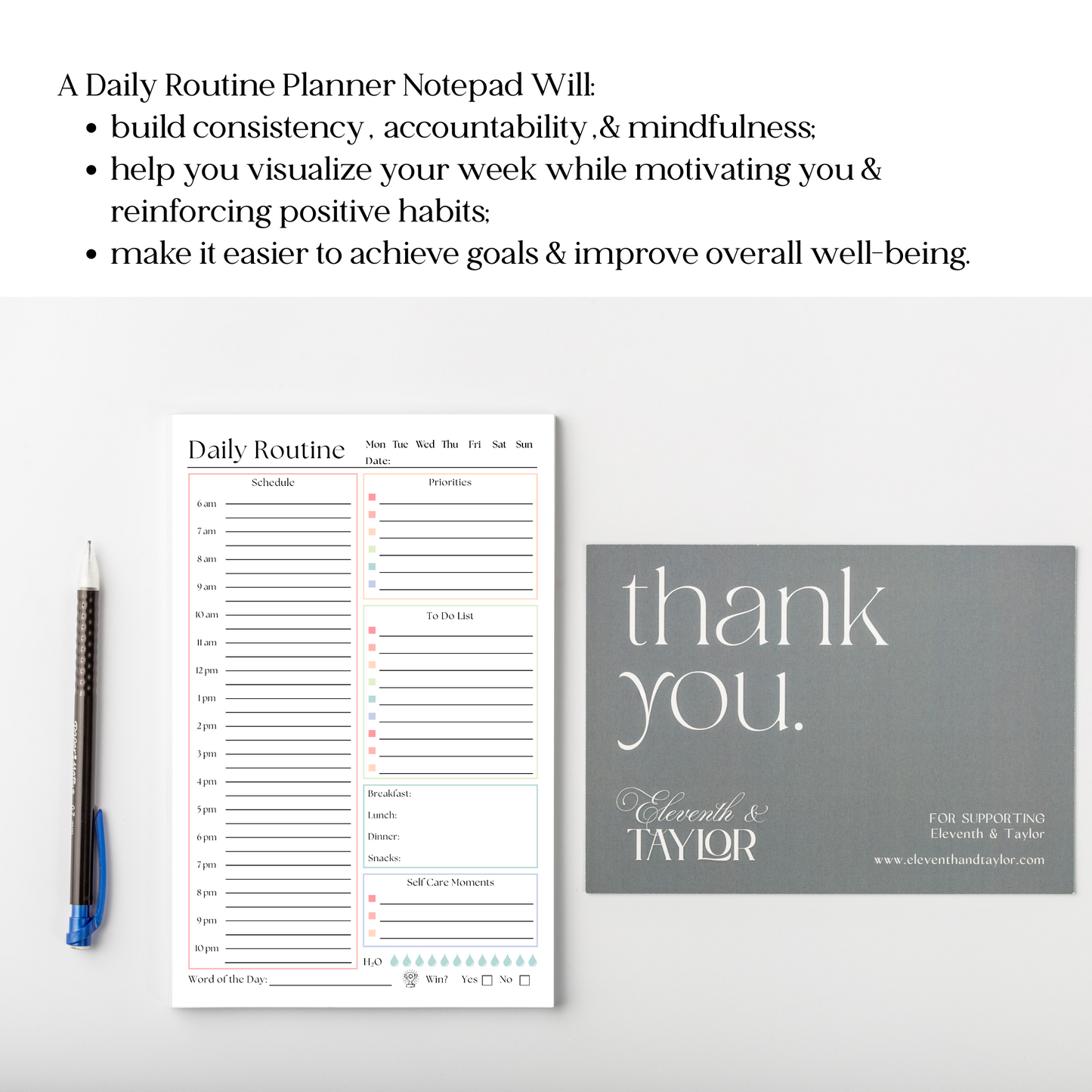 Daily Routine & Schedule Planner Notepad