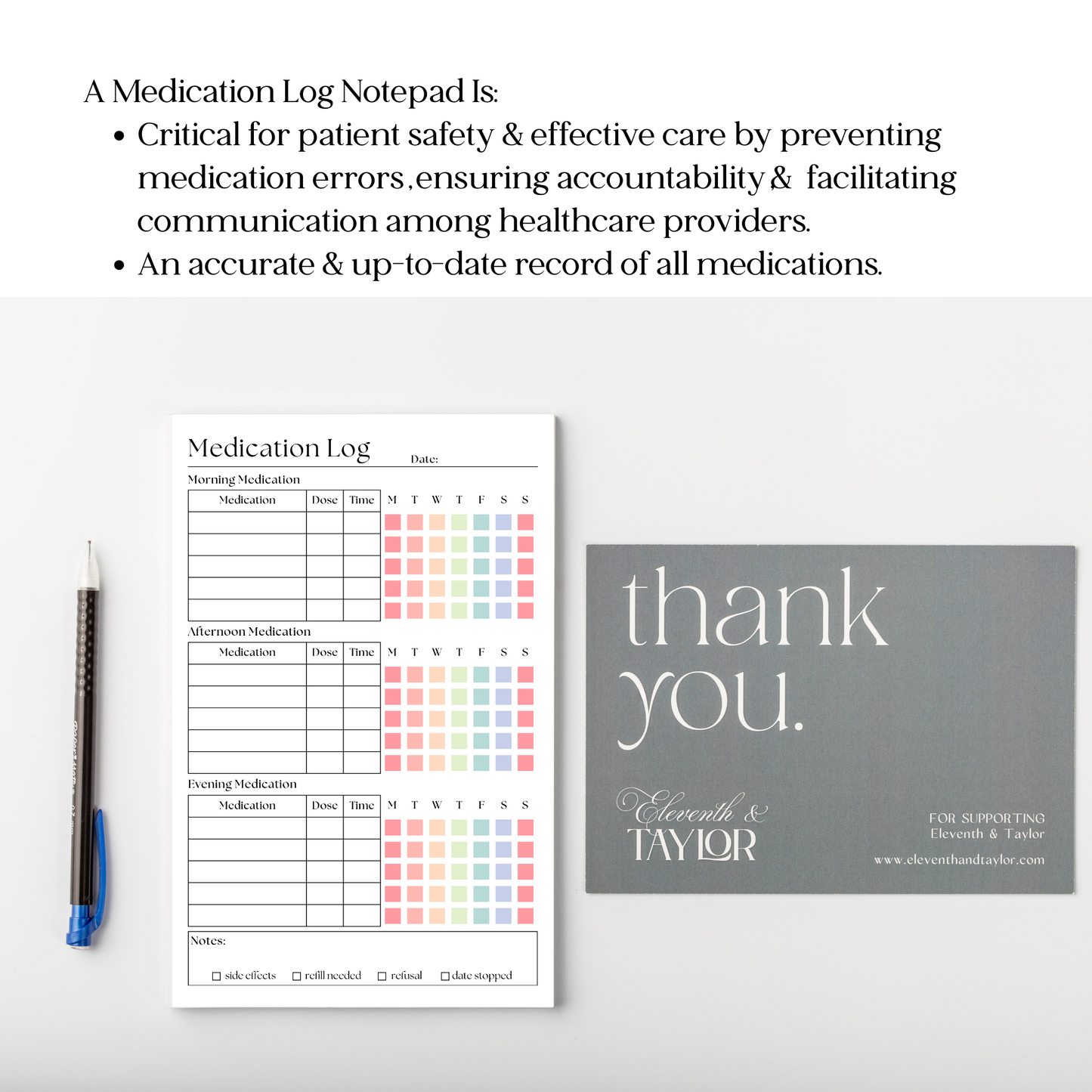 Medication & Vitamin Log Notepad