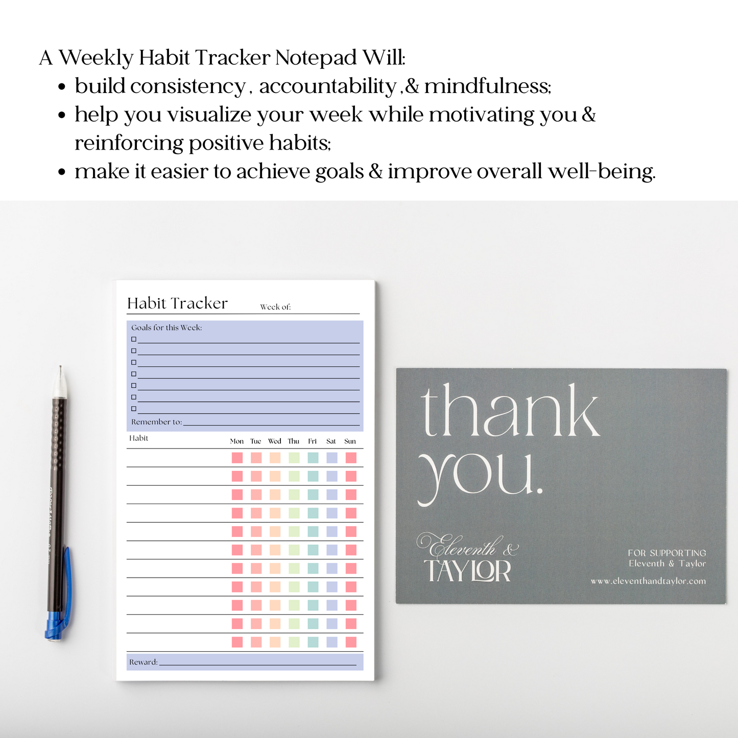 Weekly Habit Tracker Notepad