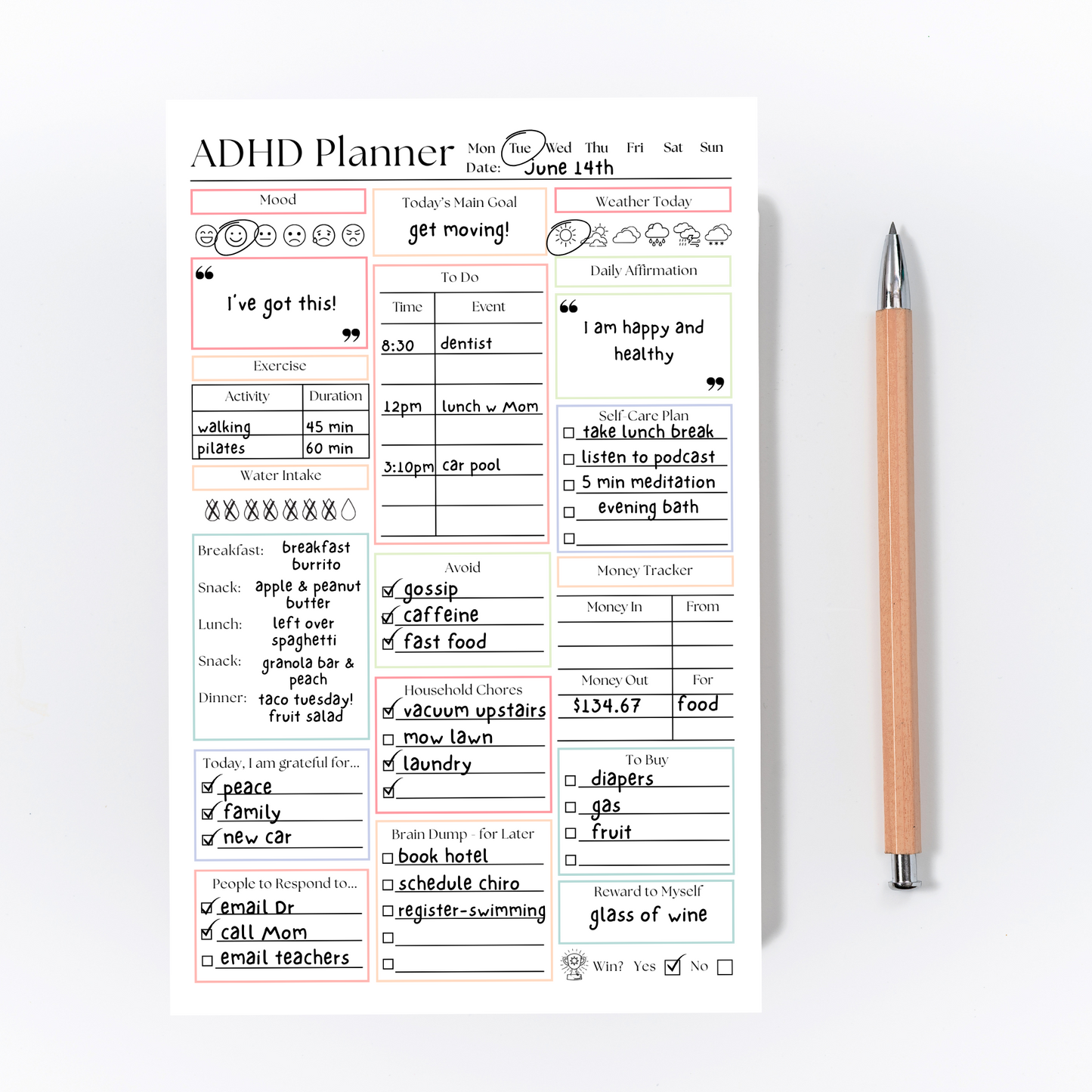 ADHD Productivity Planner Notepad