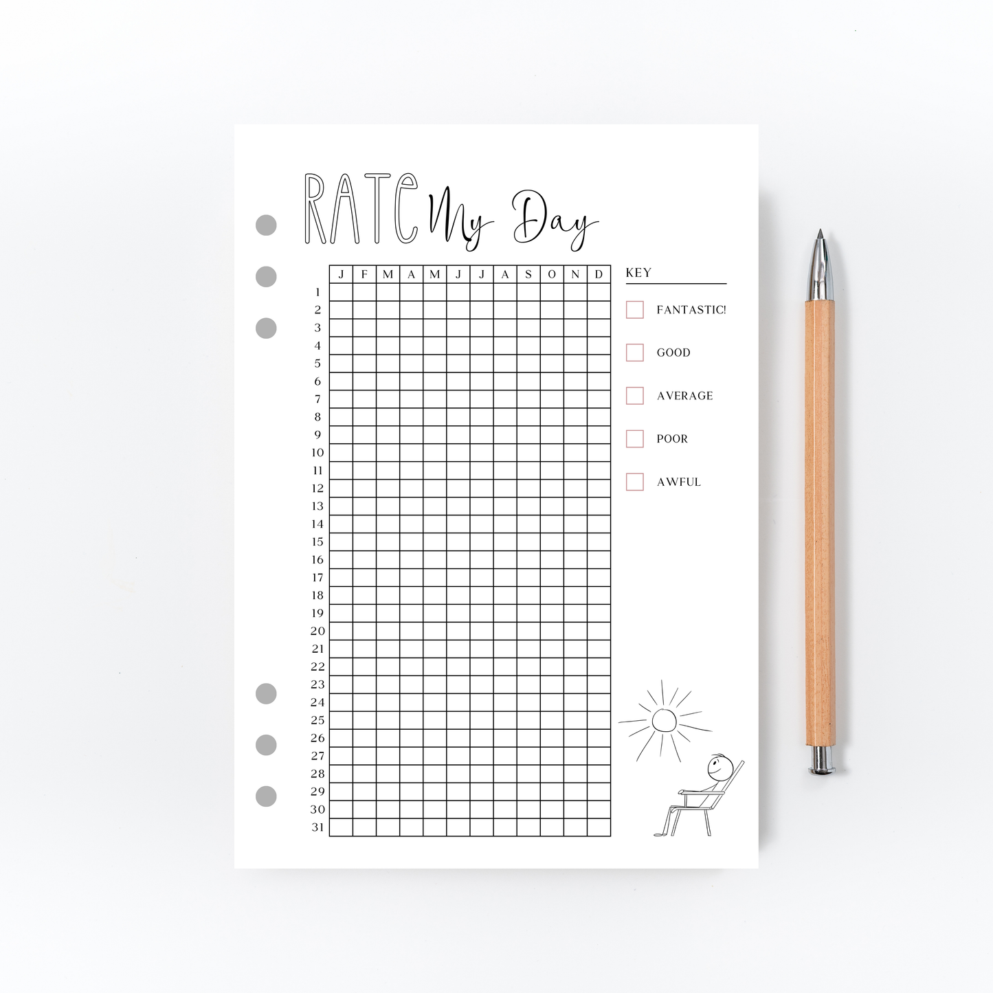 Rate My Day Tracker for Bullet Journal