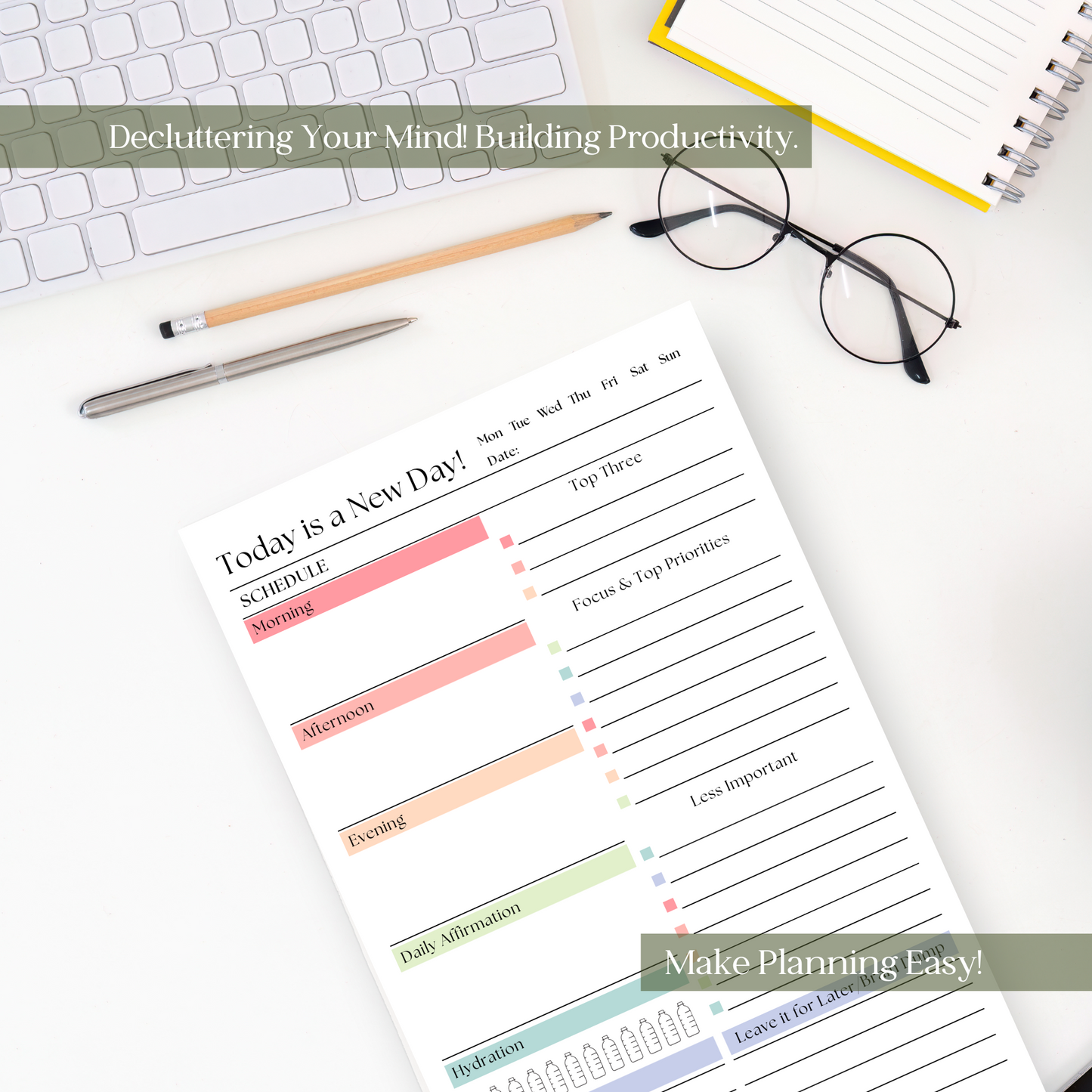 Daily Productivity Planner Notepad