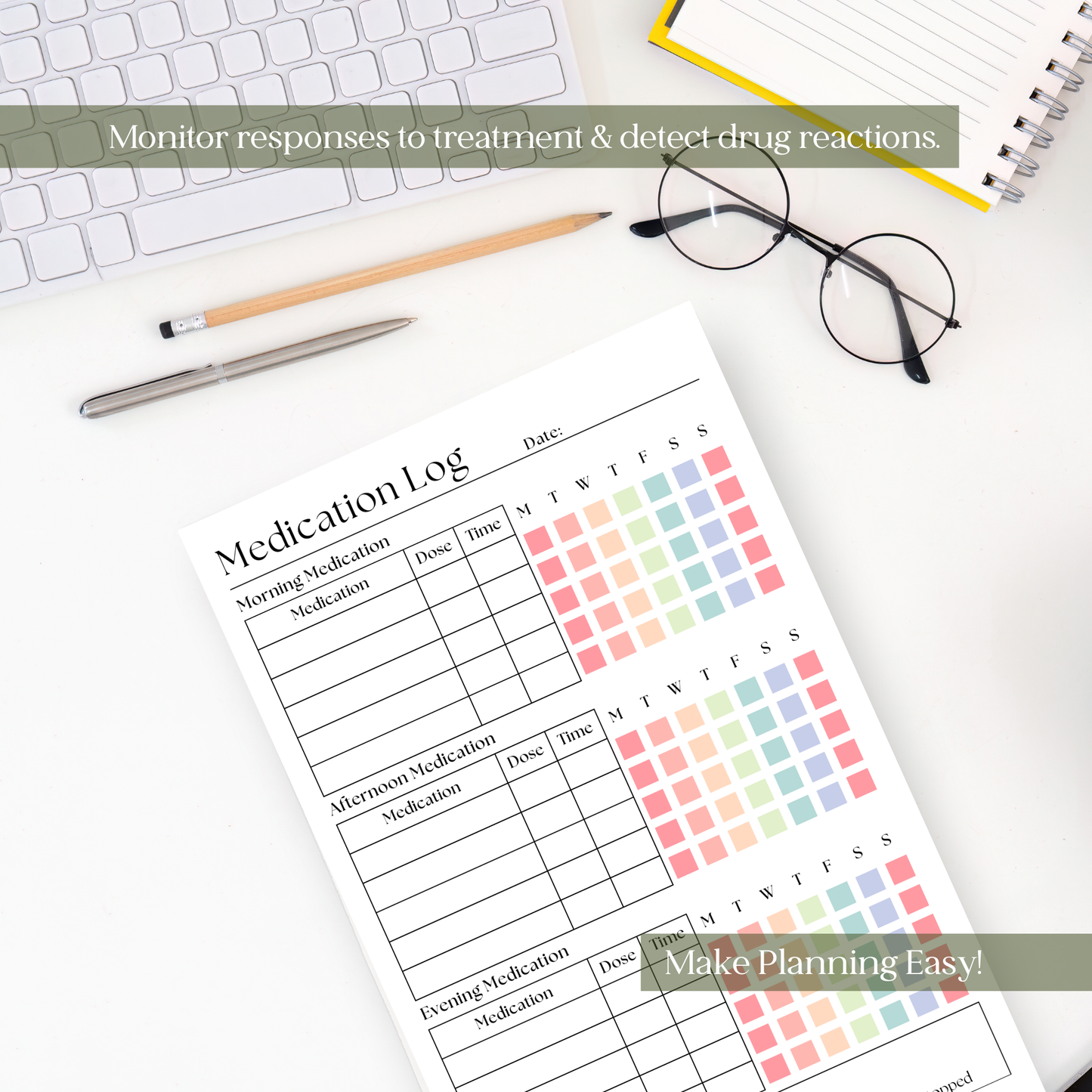 Medication & Vitamin Log Notepad