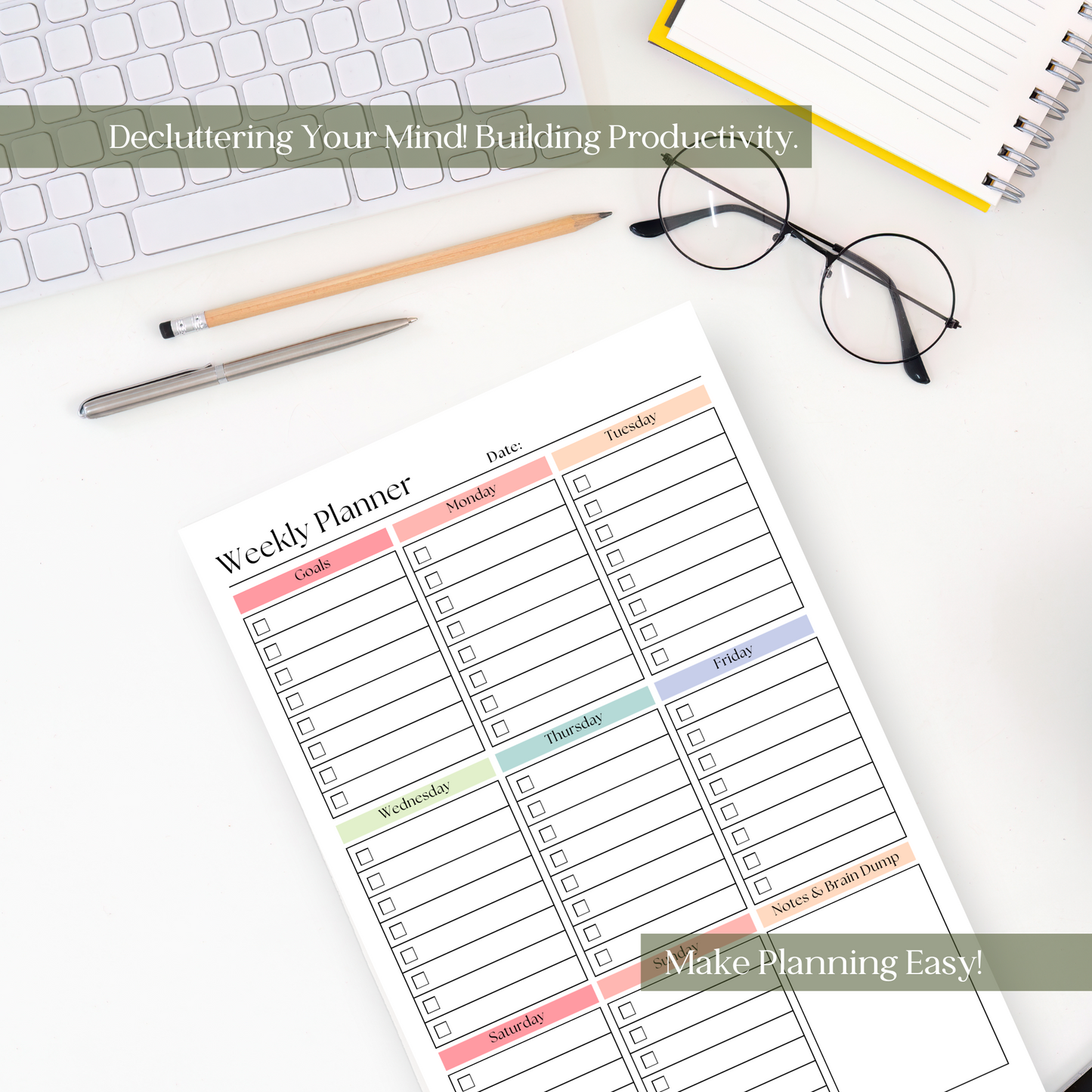 Weekly Task Checklist Notepad