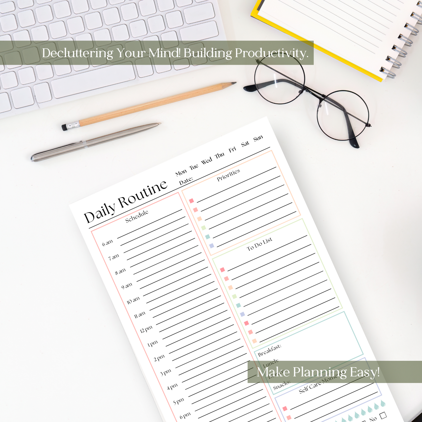 Daily Routine & Schedule Planner Notepad