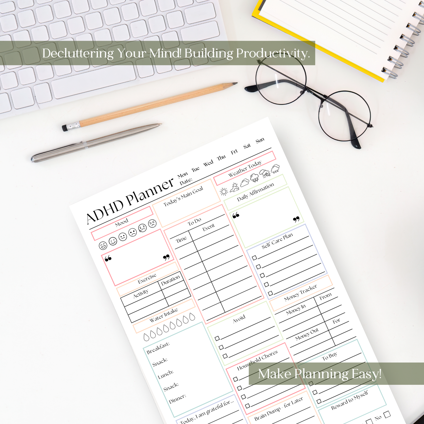 ADHD Productivity Planner Notepad