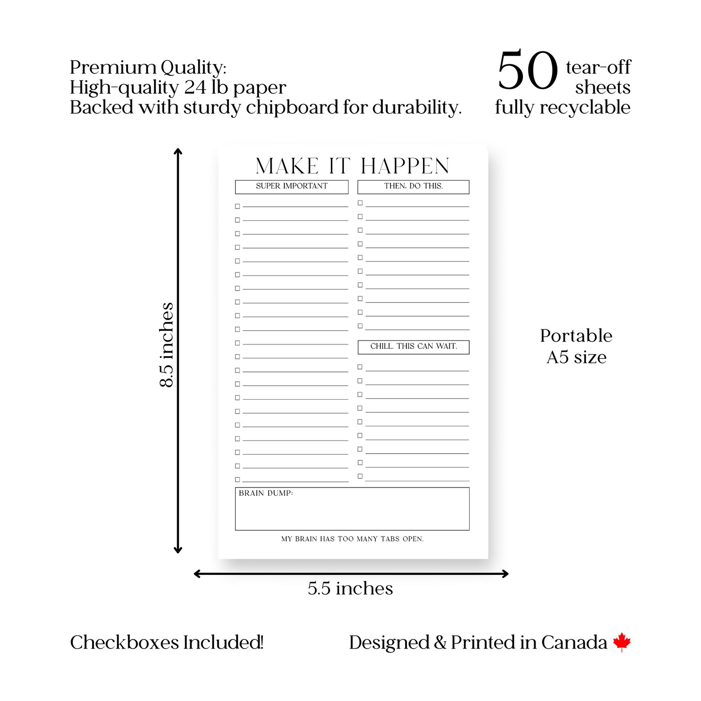 Make It Happen! Productivity Notepad