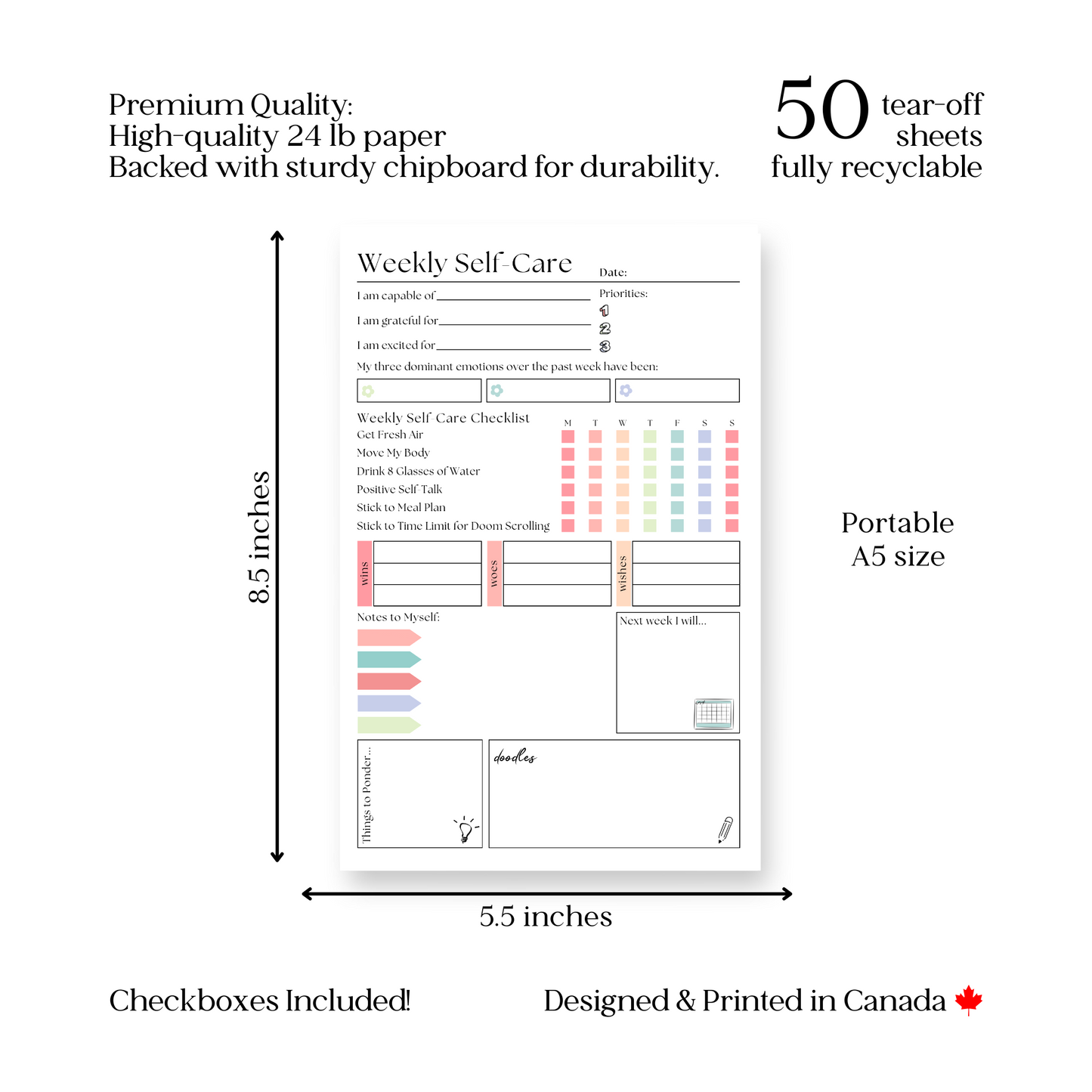 Self-Care Planner Notepad