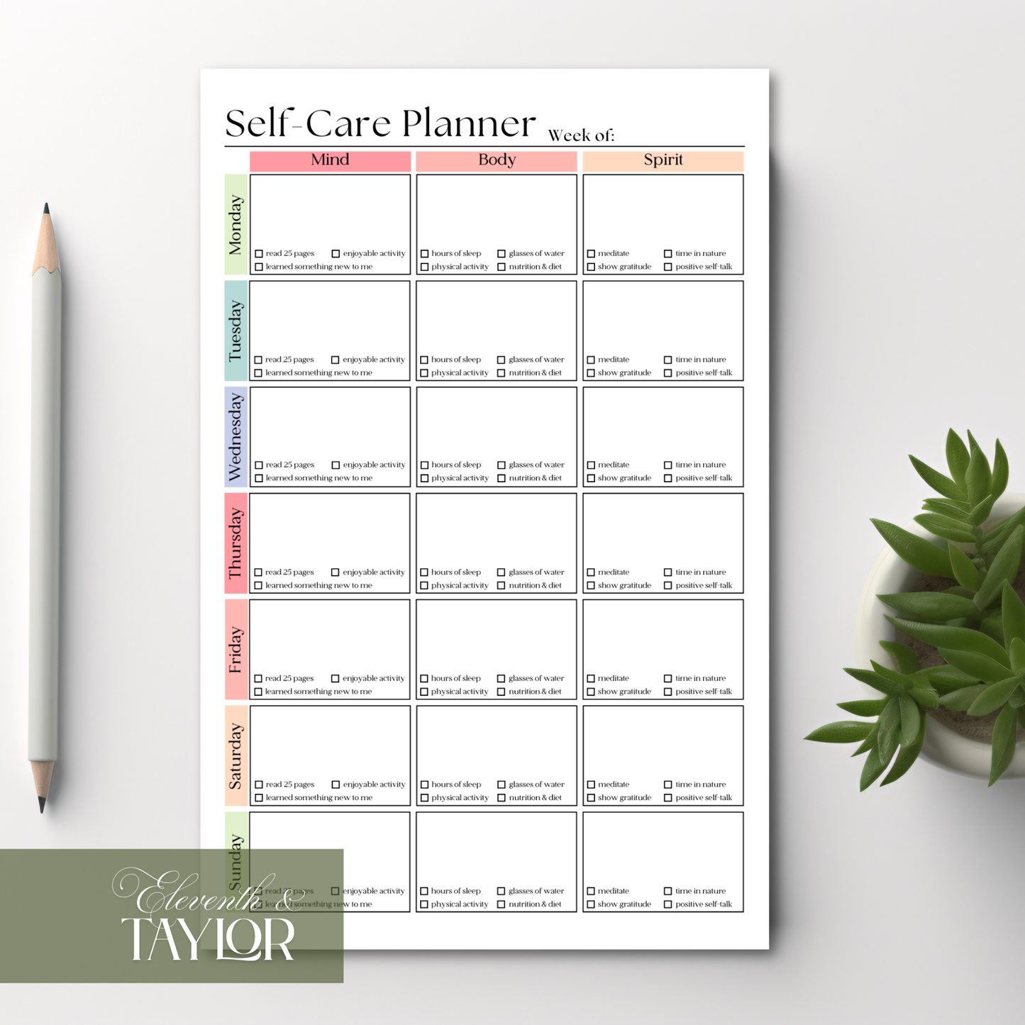 Self-Care Planner Notepad