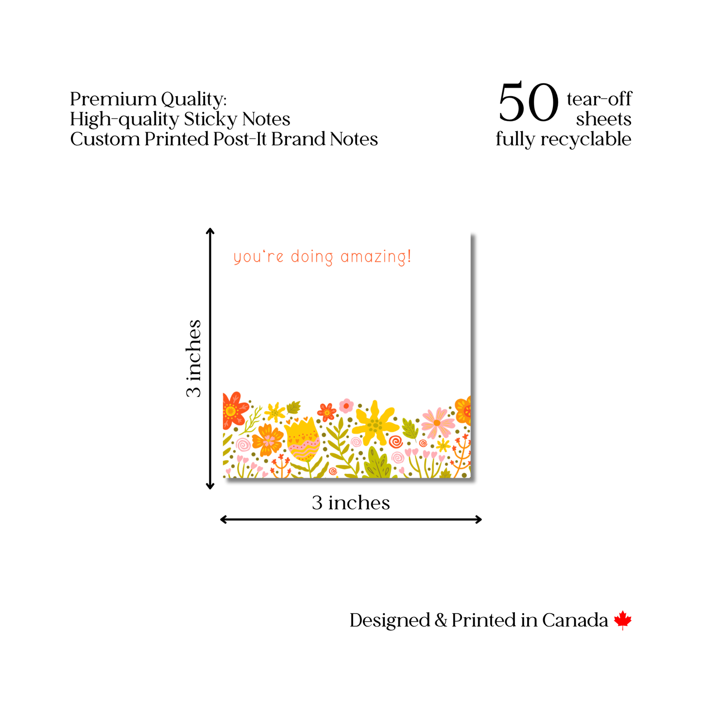 Retro Florals: 50 Sheet Post-It Note Notepad