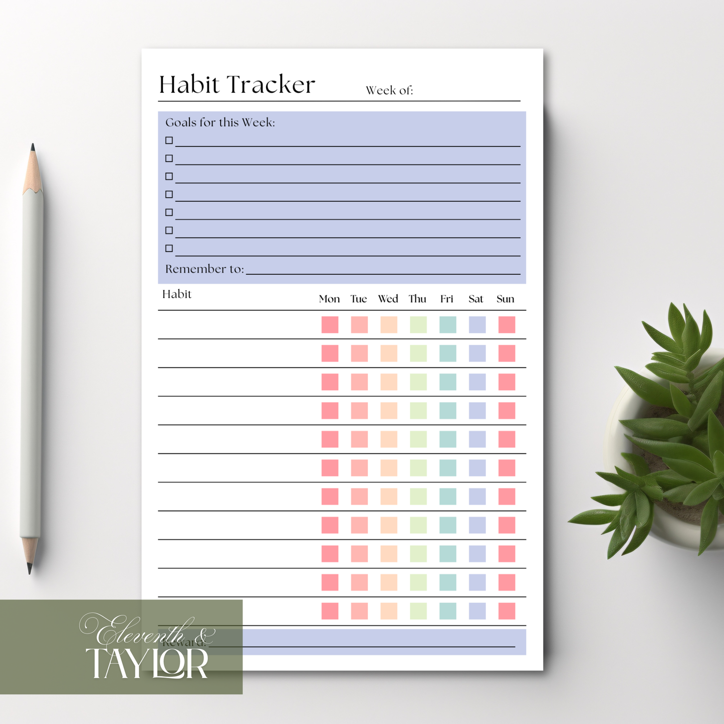 Weekly Habit Tracker Notepad