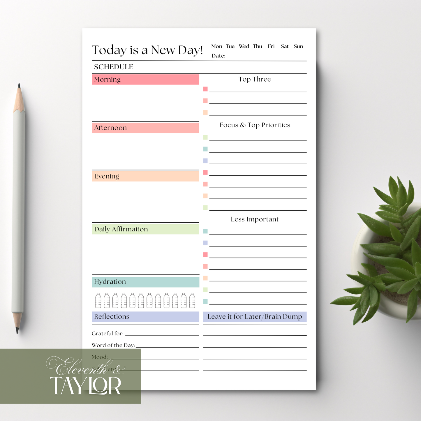 Daily Productivity Planner Notepad