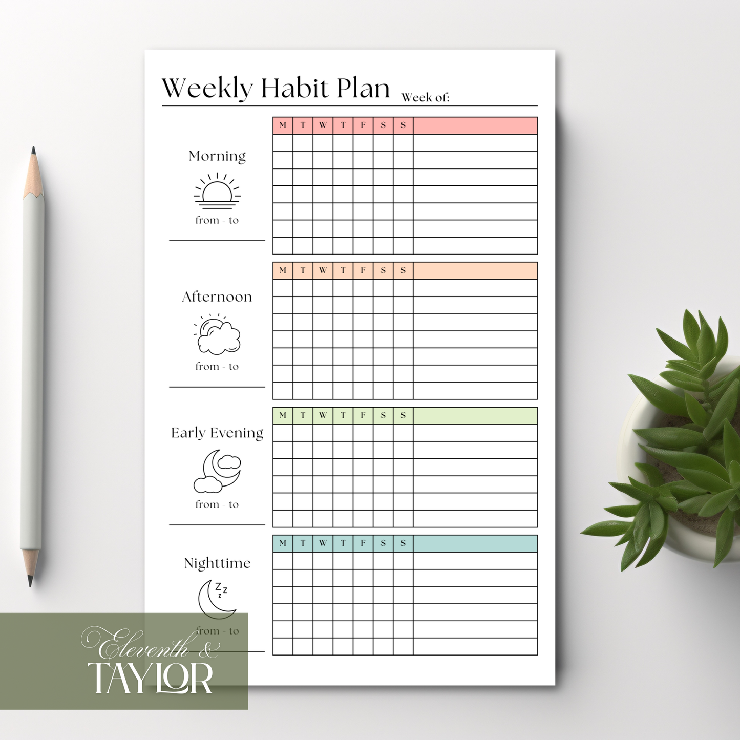 Weekly Habit Tracker Notepad