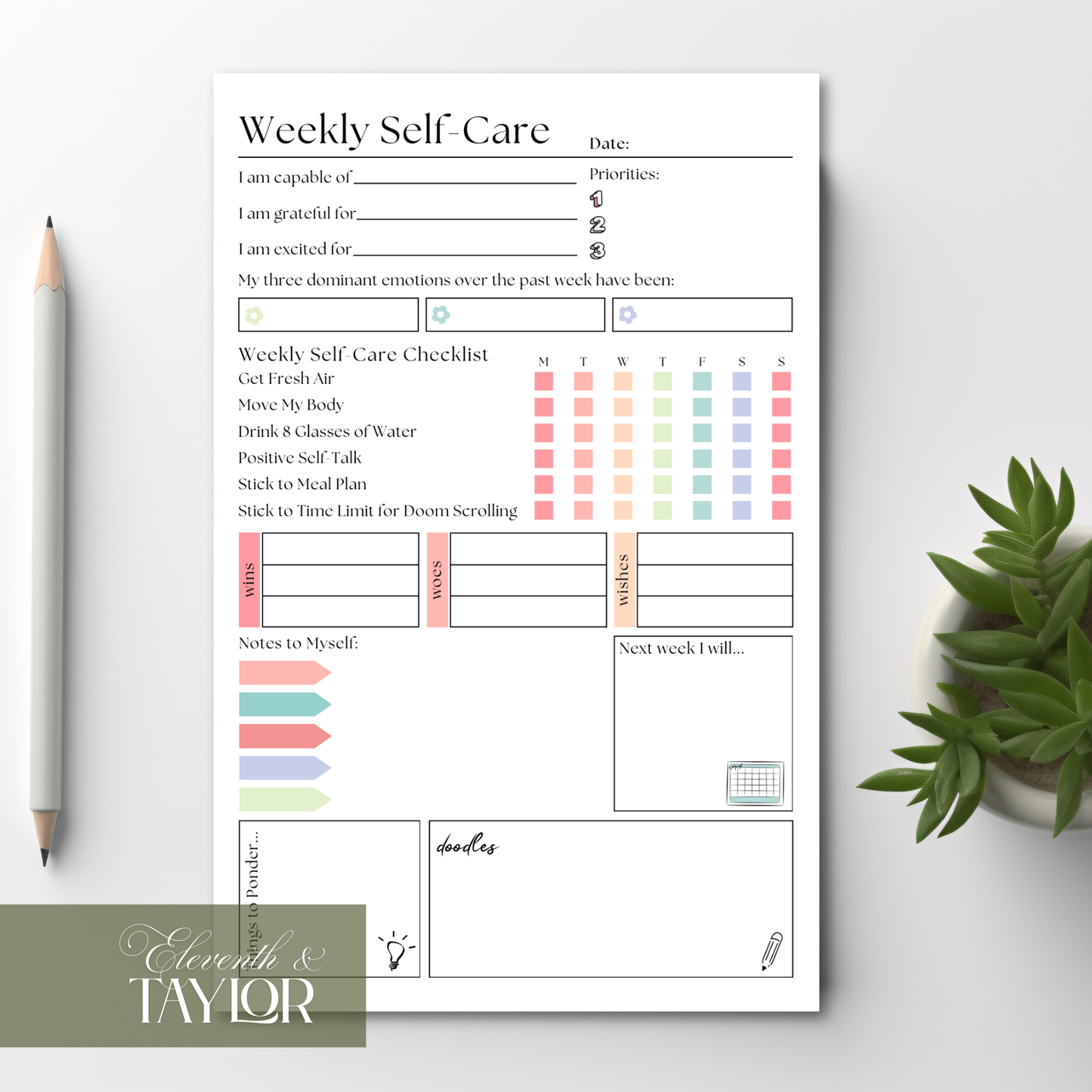Self-Care Planner Notepad