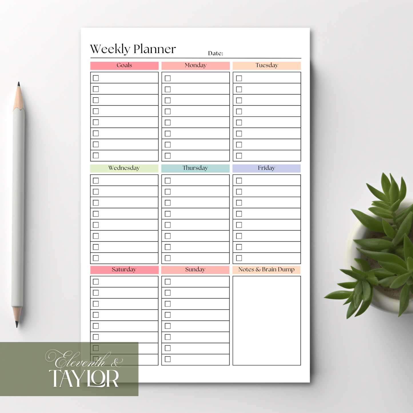 Weekly Task Checklist Notepad