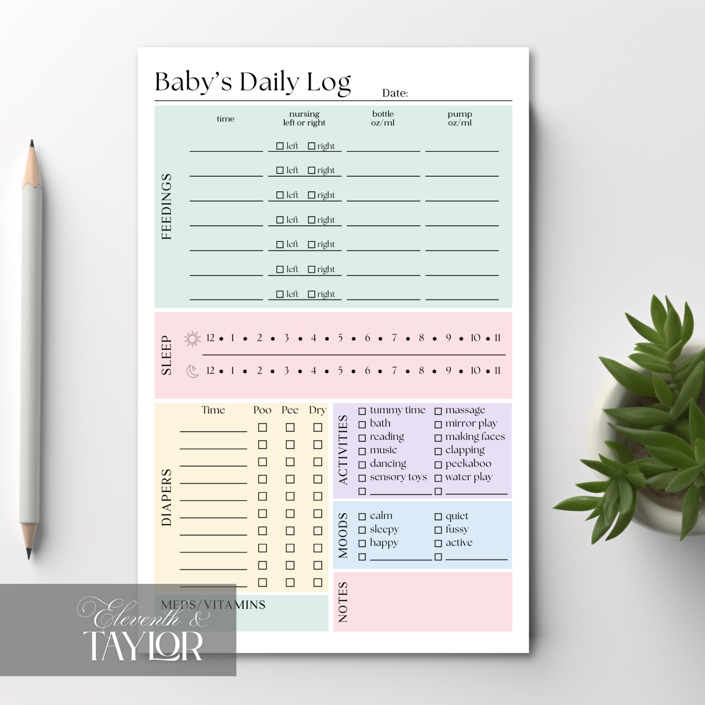 Baby's Daily Log Notepad