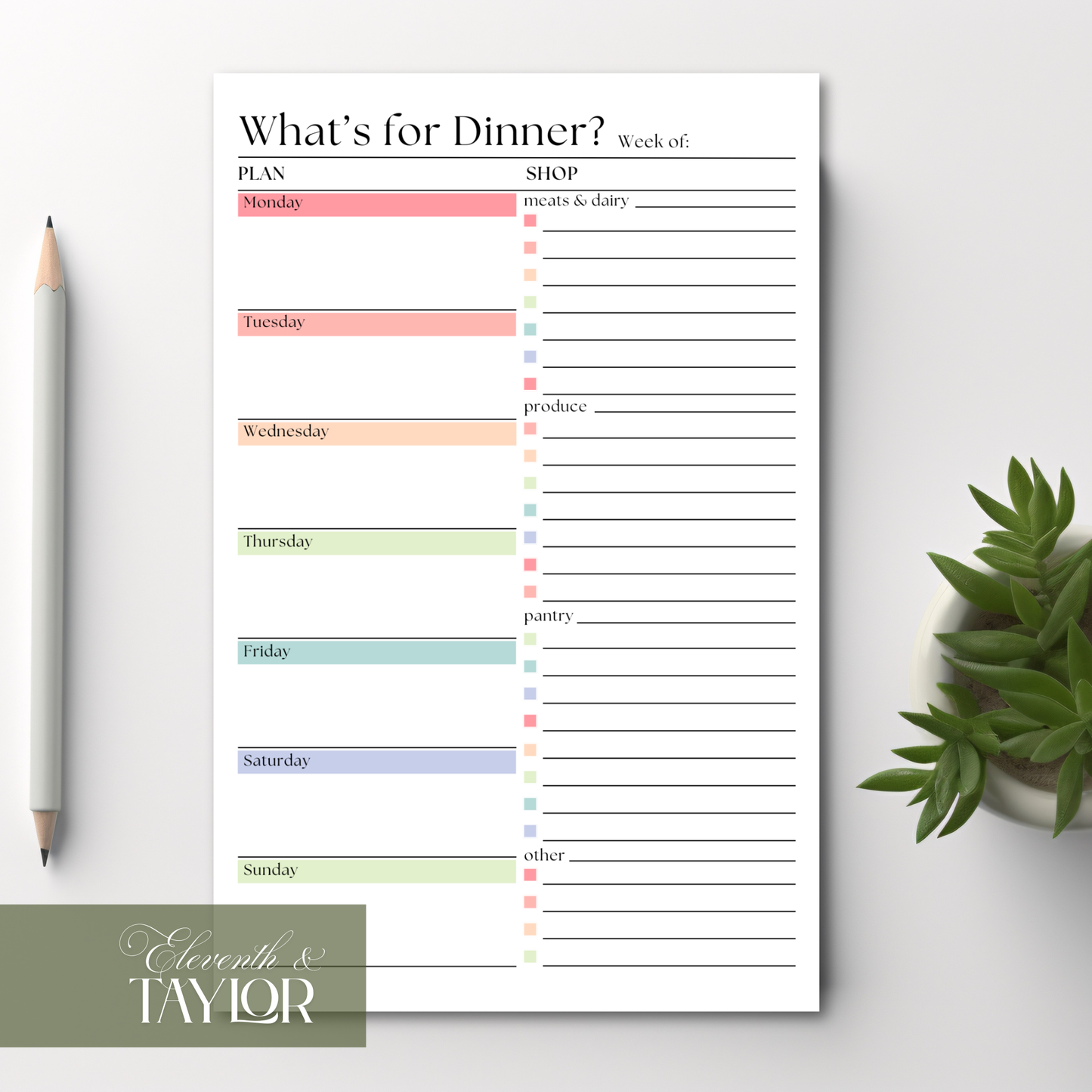 Weekly Meal Planner Notepad