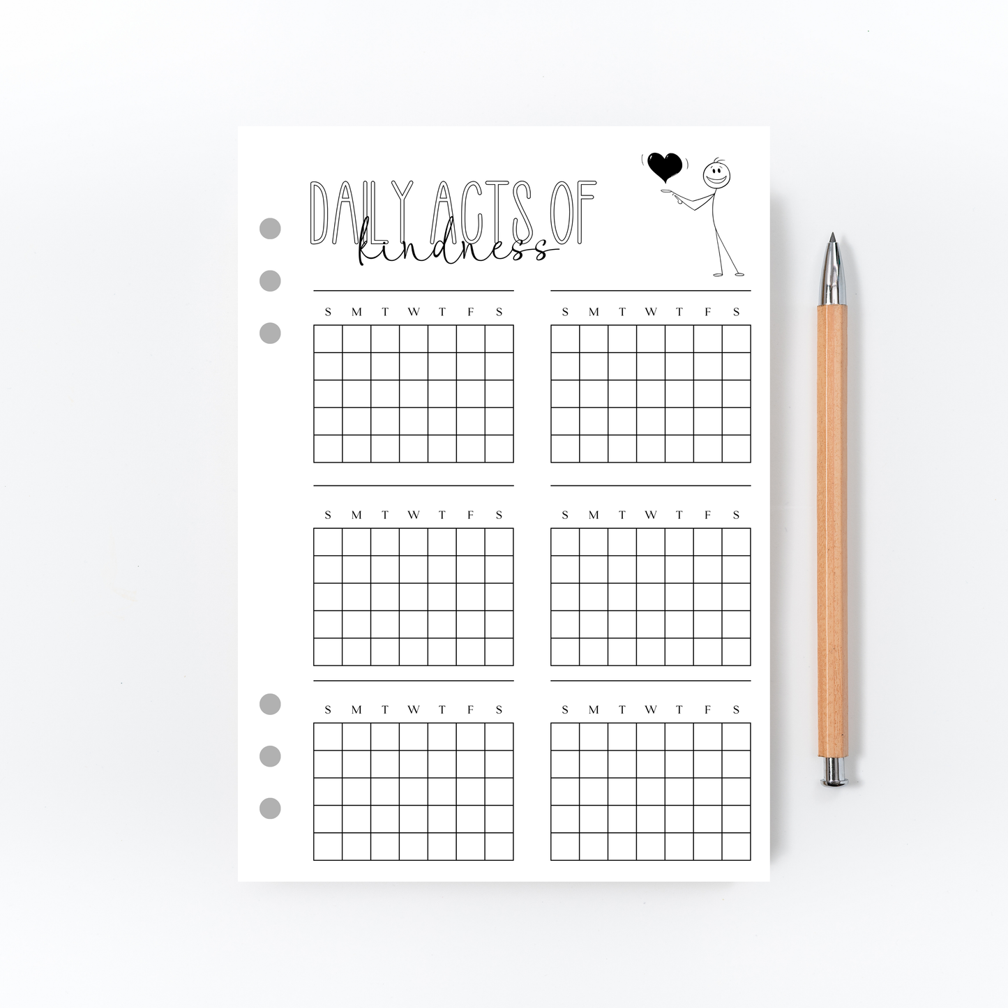 Daily Acts of Kindness Tracker for Bullet Journal
