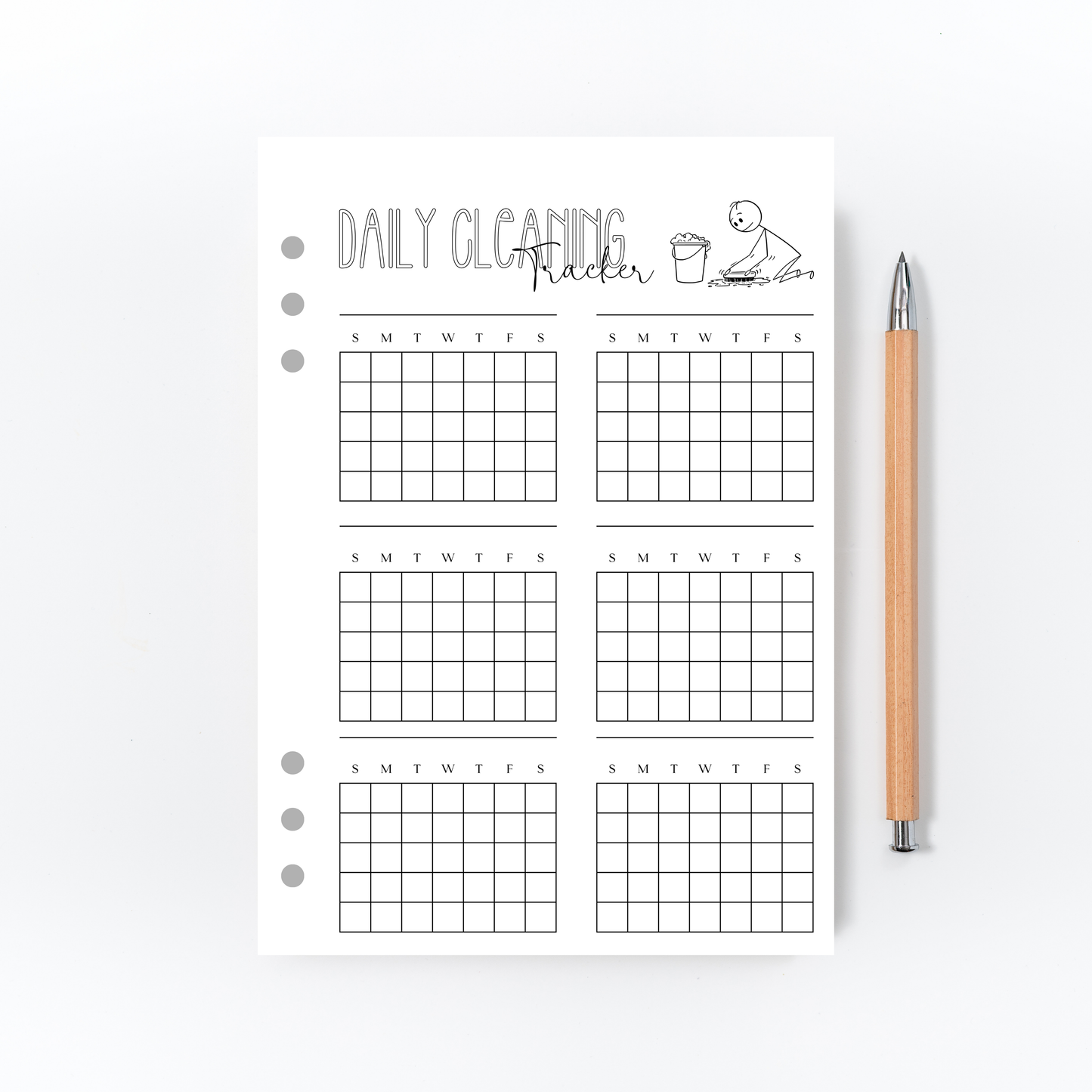 Daily Cleaning Tracker for Bullet Journal