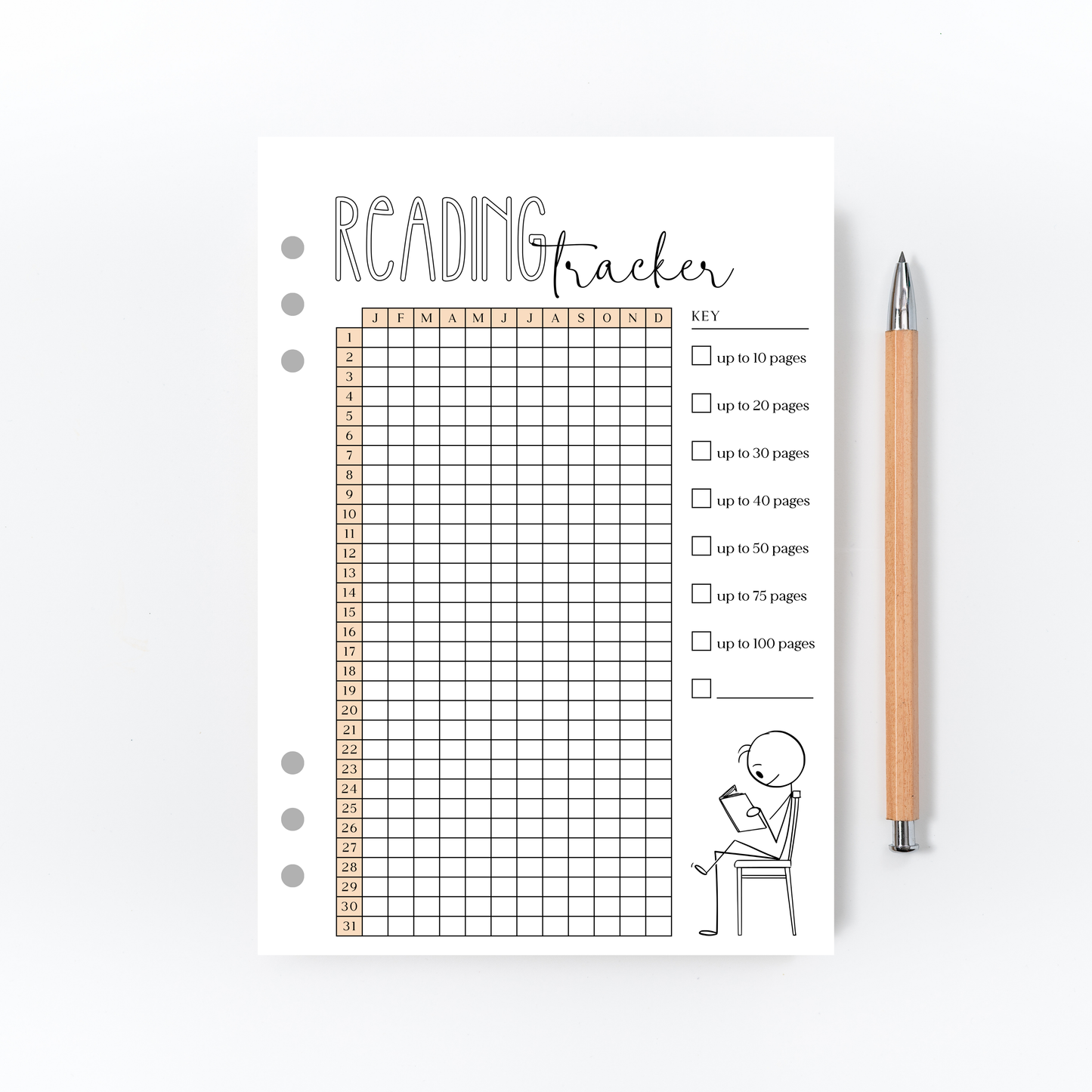 Reading Minutes Tracker Page for Bullet Journal