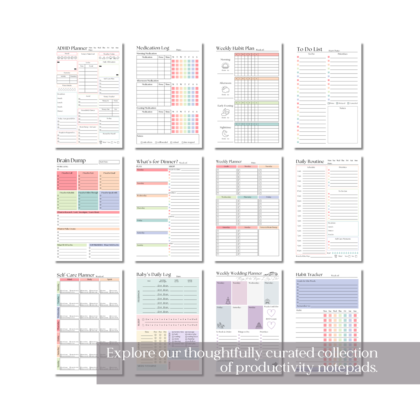 Brain Dump Planner Notepad in Pink