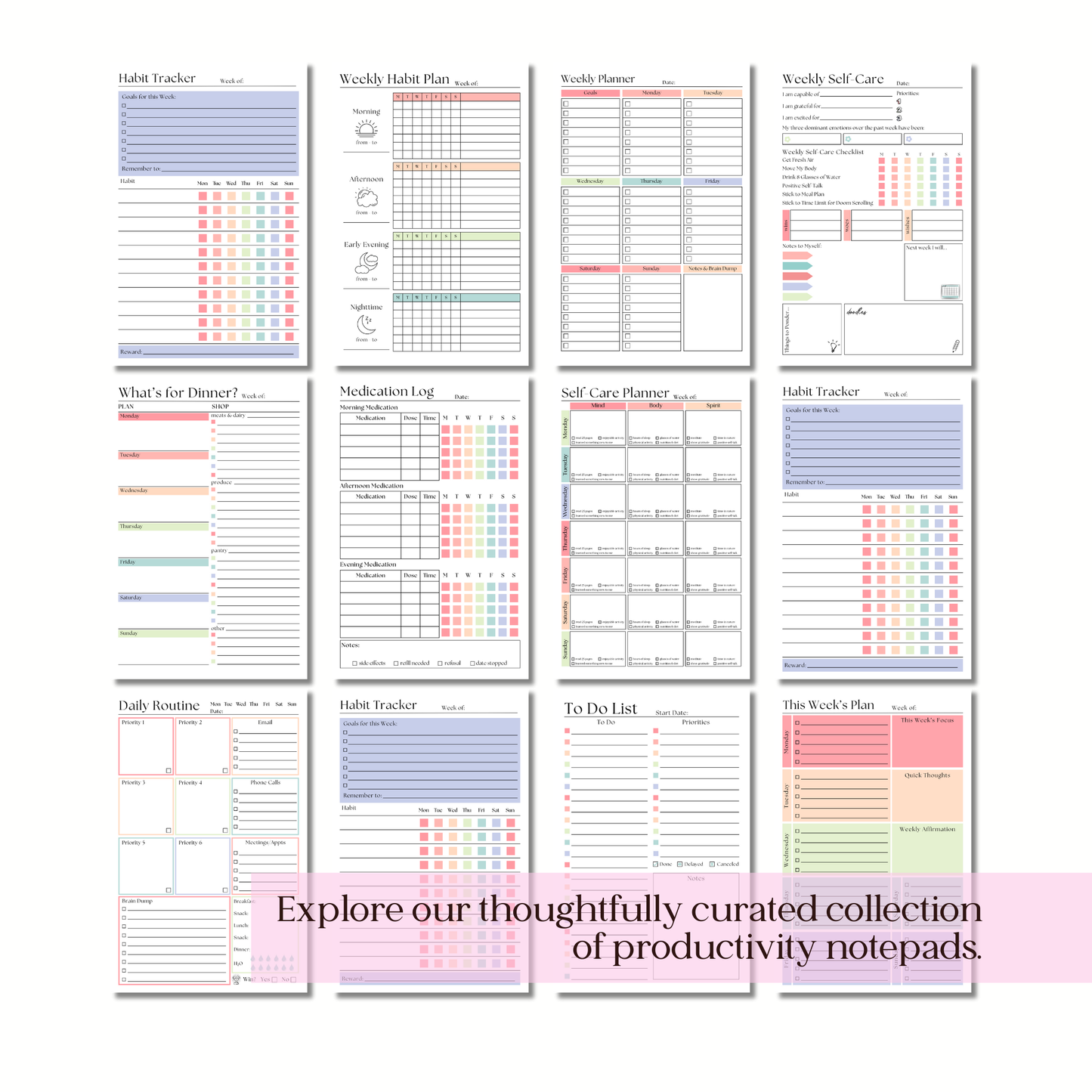 Large Brain Dump Planner Notepad in Pink
