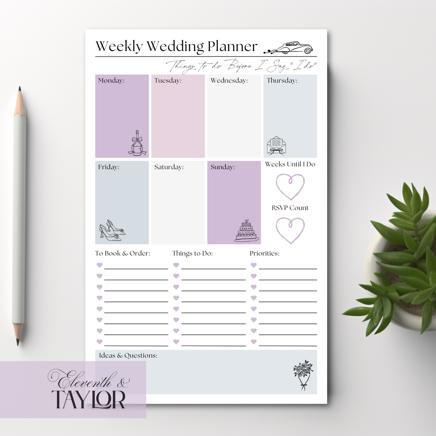 Weekly Wedding Planner Notepad