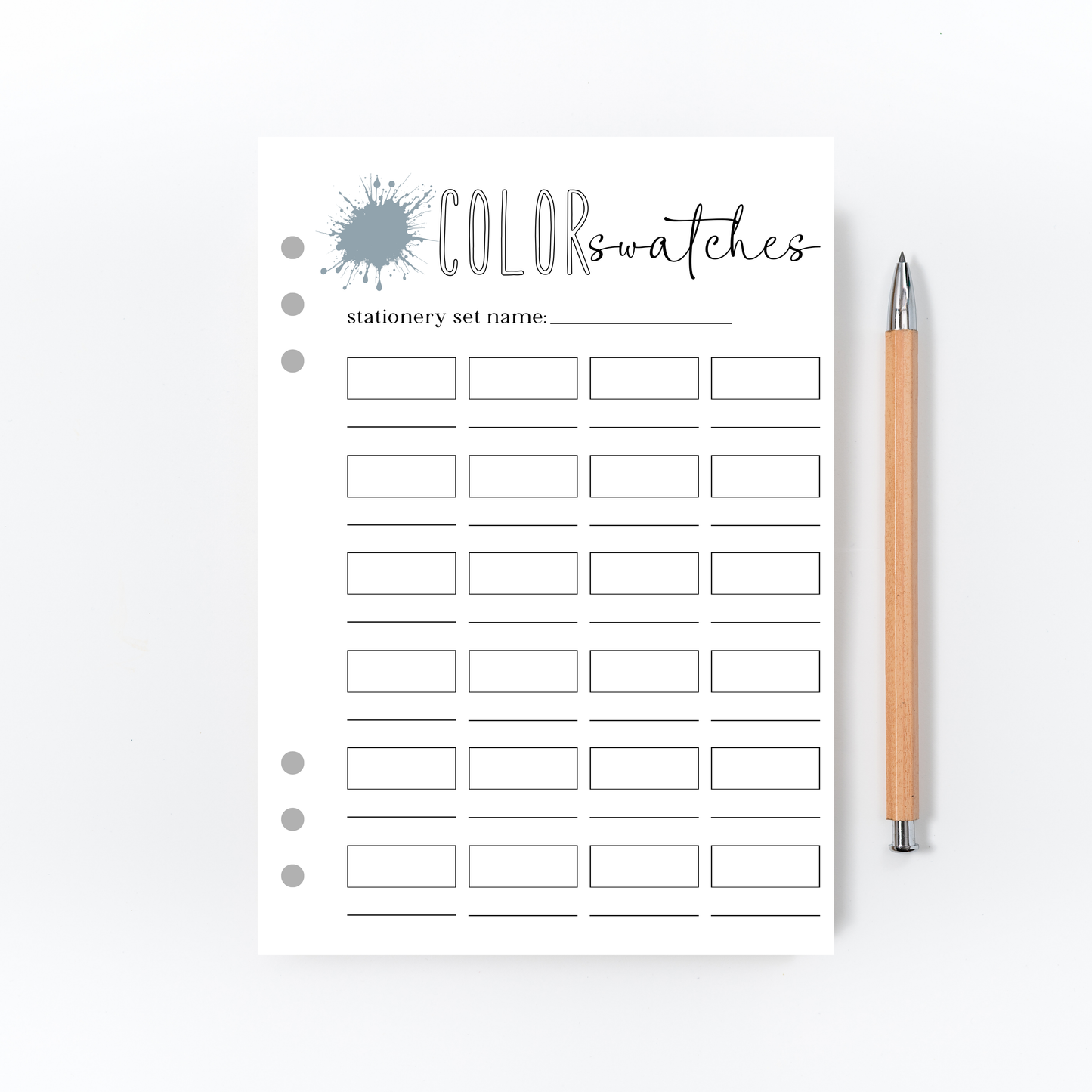 Color Swatches Page for Bullet Journal