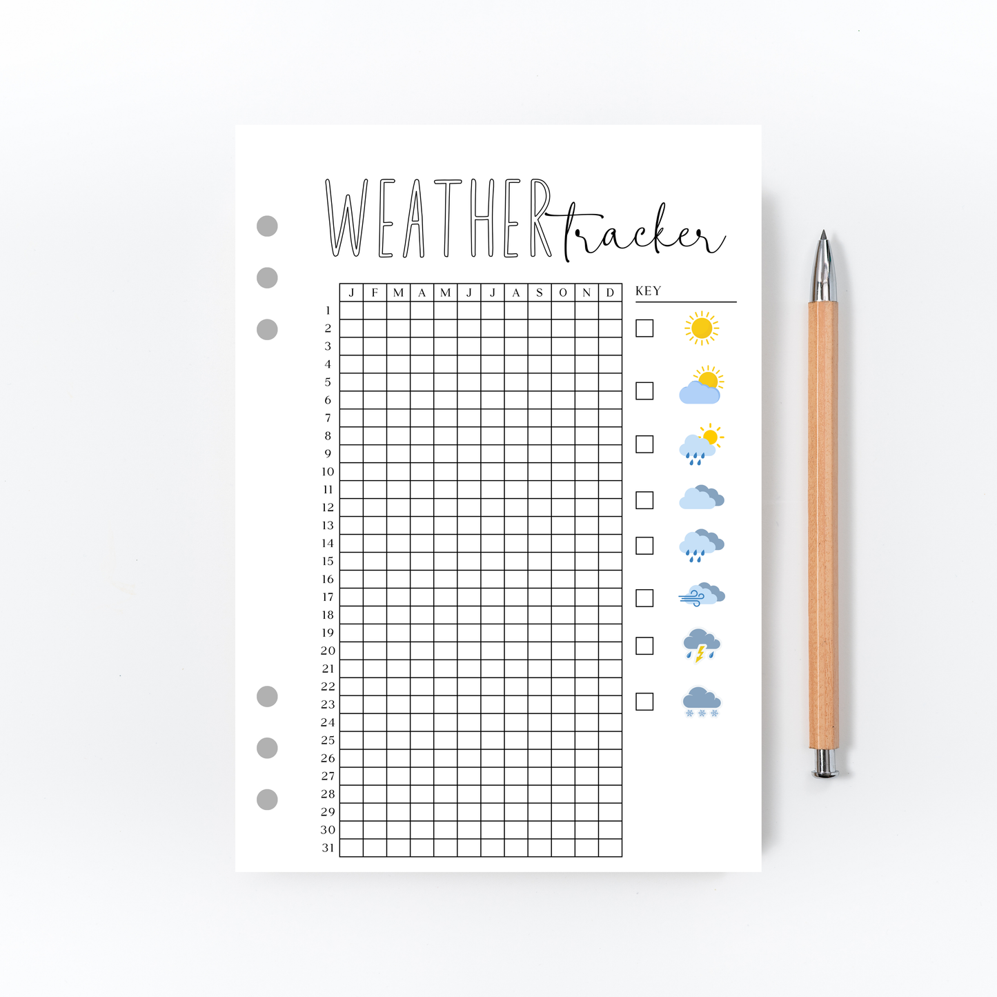 Weather Tracker Page for Bullet Journal