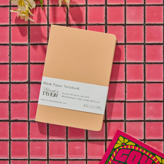 Muted Melon Hard Cover Blank Page Journal: 120gsm Paper