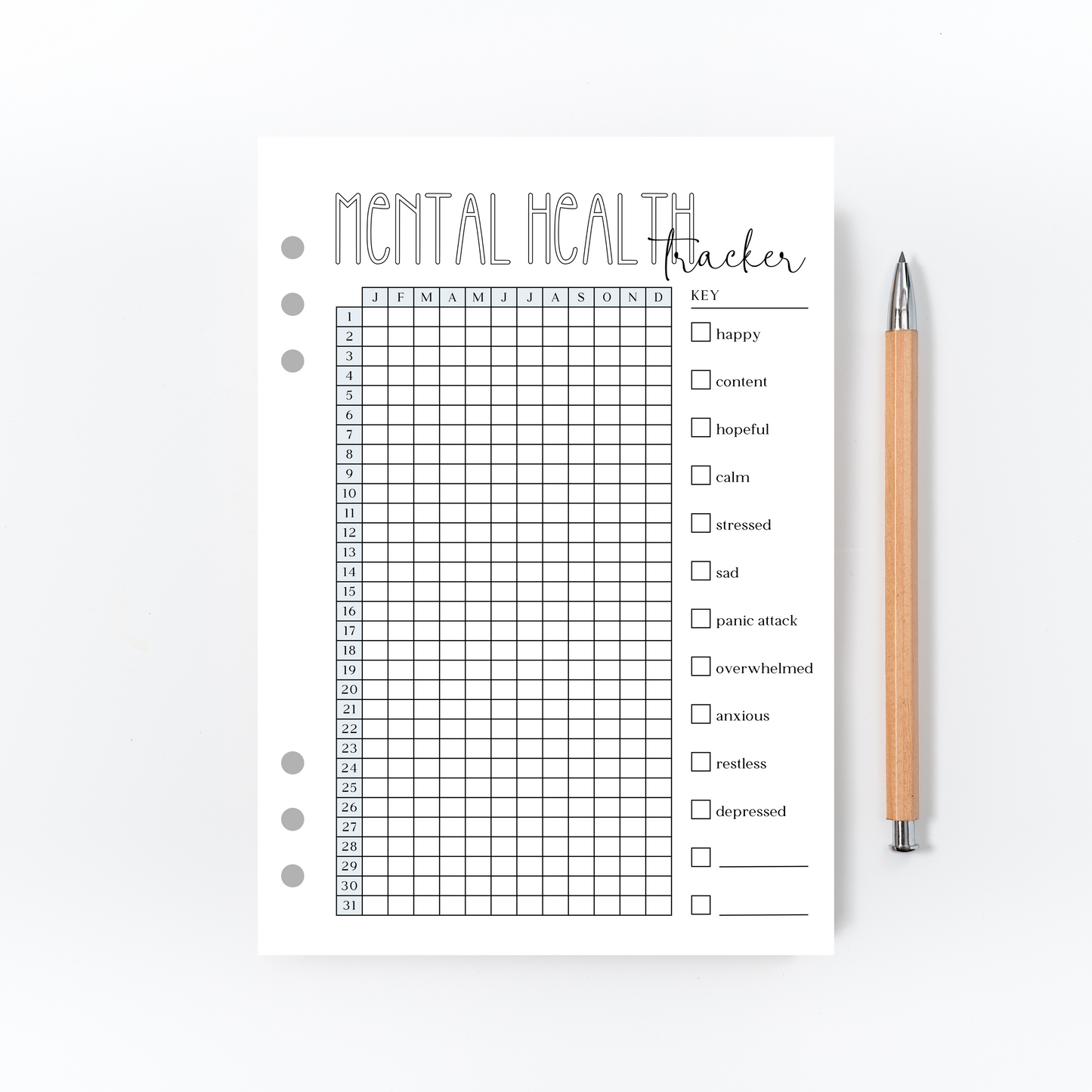 Mental Health Tracker for Bullet Journal